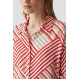 Opus - Diagonaal Gestreepte Blouse - Ecru Beige Rood - EcoVero Viscose