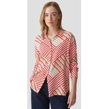 Opus - Diagonaal Gestreepte Blouse - Ecru Beige Rood - EcoVero Viscose
