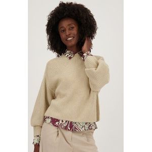 Lichtbeige gebreide trui met losse mouwen
