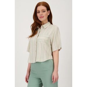 Beige blouse met groen gestreept motief