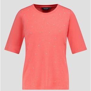 Koraalrood T-shirt met parelmoerachtige bolletjes
