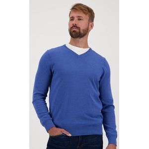 Fijne blauwe trui met V-hals