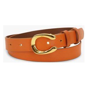 Lederen cognac riem met gouden gesp