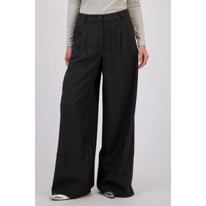 Wijde grijze broek met krijtstreep