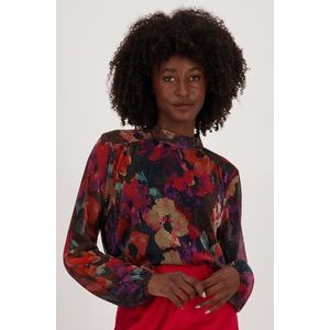 Blouse van mesh met kleurrijk bloemenmotief