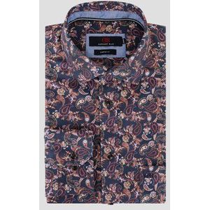 Blauw hemd met paisley print