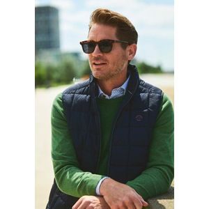 Donkerblauwe gewatteerde bodywarmer