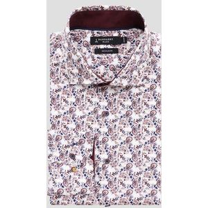 Wit hemd met bordeaux print – regular fit