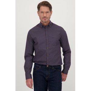 Donkerblauw hemd met fijne print - Regular fit