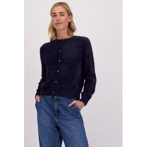 Donkerblauwe cardigan in faux-furstof