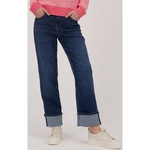Mediumblauwe jeans met omslag - Straight fit