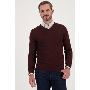 Fijne bordeaux trui met V-hals