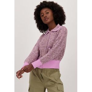 Cardigan in lichtroze en kaki bouclé