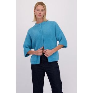Blauwe cardigan met korte mouwen