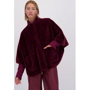 Bordeaux faux fur jas