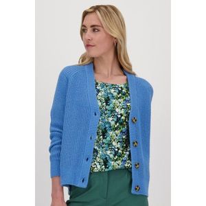 Blauwe gebreide cardigan