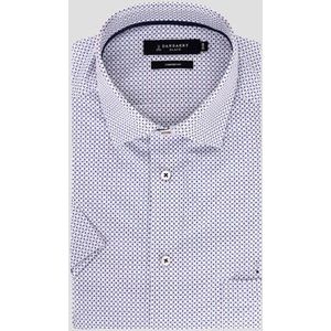 Wit hemd met blauw-rode print - Comfort fit