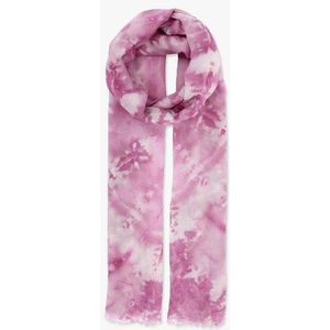 Fijn ecru sjaaltje met paarse tie-dye print