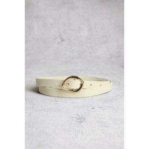 Fijne ecru riem met gouden gesp