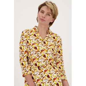 Polo met geel-bruine print