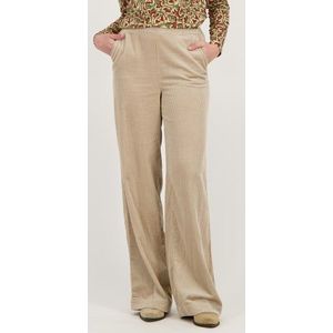 Wijde ribfluwelen broek - beige