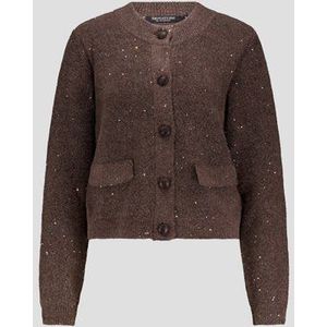 Donkerbruine cardigan met pailletten