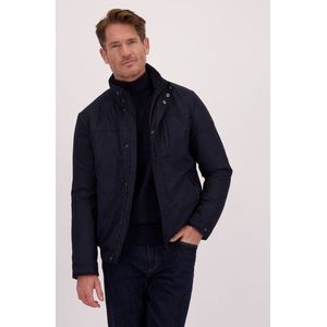 Donkerblauwe gevoerde jas met afneembare kap