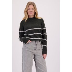 Grijze trui met glitterend gestreept motief