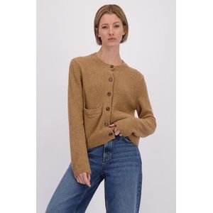 Marc O'Polo - Gebreid Vest - Cappuccino - Lange Mouw - Normale Pasvorm