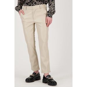 Beige broek met leather look - Slim fit