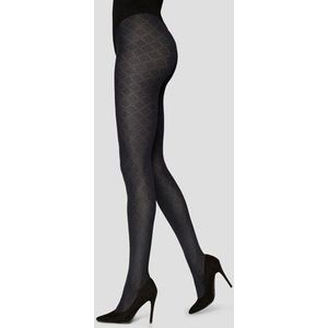 Zwarte panty met geometrisch motief - 70 den