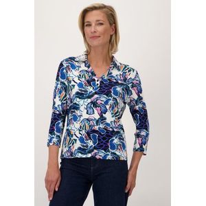 Ecru polo met kleurrijke print - 3/4 mouwen