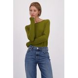 Olijfgroene fijngebreide trui