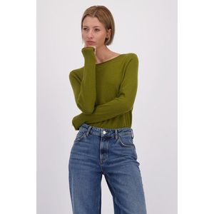 Olijfgroene fijngebreide trui