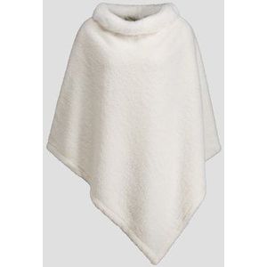Witte faux fur poncho