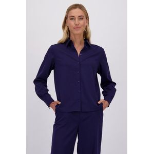 Donkerblauwe blouse met lange mouwen