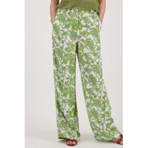 Wijde broek met groen-blauwe paisley print