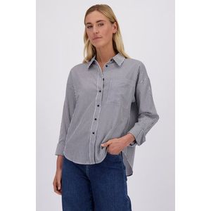 Witte blouse met donkerblauw gestreept motief