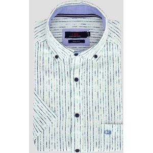 Wit hemd met blauw gestreept motief - Regular fit