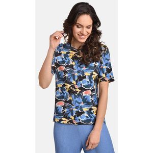 Donkerblauw T-shirt met bloemenprint