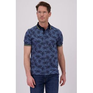 Blauwe polo met palmboomprint