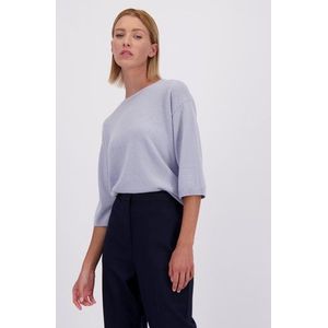 Blauwe kasjmier trui met korte mouwen