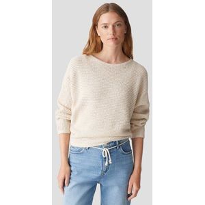 Beige gebreide trui met vleermuismouwen