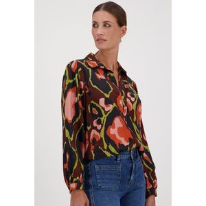 Donkerbruine blouse met print