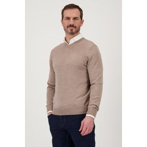 Beige trui met V-hals en wol