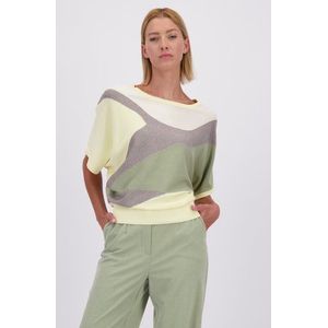 Lichtgele trui met glitter en vleermuismouwen