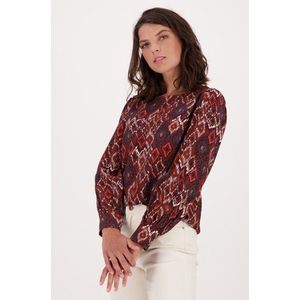 Bruine blouse met geruit patroon