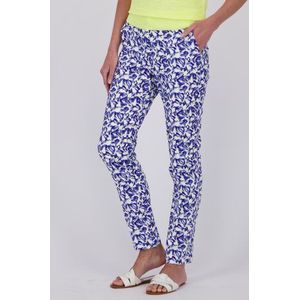 Broek met blauw-witte print