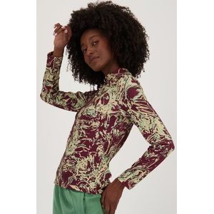 Bordeaux souspull met beige print