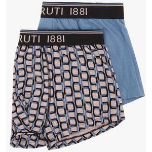 Blauwe en geprinte boxershort - 2 stuks